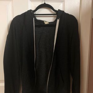 Dark gray zip up sweatshirt with hood
